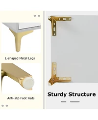 Slickblue Modern 4 Drawer Cabinet with Fluted Glass Flip-Up Door