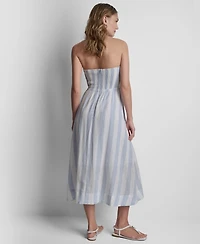 Dkny Jeans Women's Striped Strapless Midi Dress