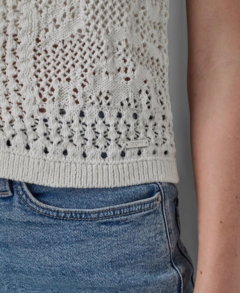 Dkny Jeans Women's Short-Sleeve Crewneck Cardigan