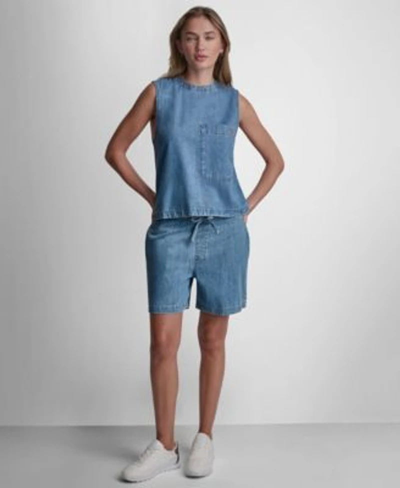Dkny Jeans Womens A Line Sleeveless Top Mid Rise Flowy Relaxed Pull On Shorts