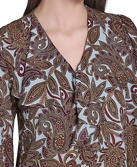 Tommy Hilfiger Women's V-Neck Long-Sleeve Ruffle Blouse