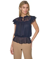 Tommy Hilfiger Women's Peplum Flutter-Sleeve Pull-On Blouse