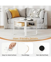 Slickblue Round Coffee Table Storage Shelves for Small Space