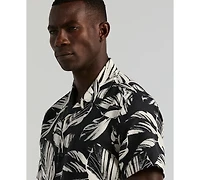 Perry Ellis Men's Leaf Print Camp Collar Shirt