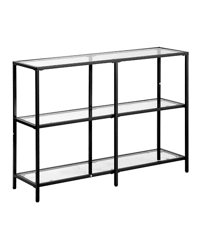 Sugift 3-Tier Glass Console Table, Modern Sofa Side Table with Iron Legs