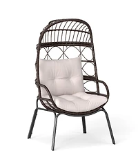 Sugift Patio Wicker Egg Chair with Rattan Frame and Seat Cushions