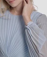 Dkny Women's Long Balloon-Sleeve Crewneck Short Dress