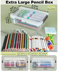 Gnuadz 6 Pack Pencil Box Removable Divider Clear Organizer Stackable Plastic Storage Container Craft School Supply