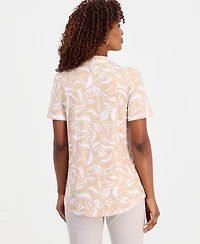 Jm Collection Women's Printed Short-Sleeve V-Neck Knit Top, Macy's Exclusive