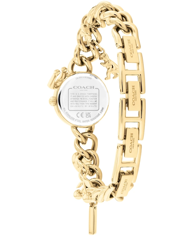 Coach Women's Iris Gold Tone Stainless Steel Charm Bracelet Watch, 22.5mm