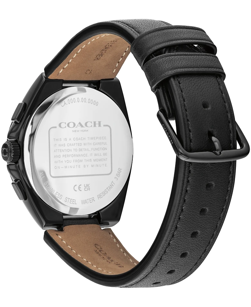 Coach Men's Jackson Black Leather Strap Watch, 41.5mm