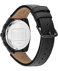 Coach Men's Jackson Black Leather Strap Watch, 41.5mm
