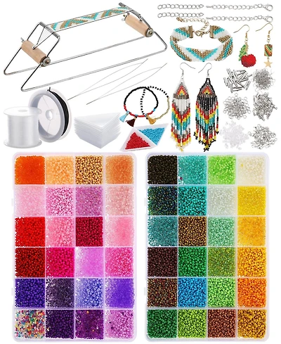 Gnuadz 24000 Bead Loom Kit Adults Glass Seed Beads Bracelet Earring Diy Craft Gift 48 colors