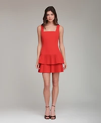 Avec Les Filles Women's Drop Waist Pleated Tier Mini Dress