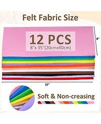 Gnuadz 12 Rolls Soft Felt Fabric Sheets Diy Craft Sewing Nonwoven Patchwork Material