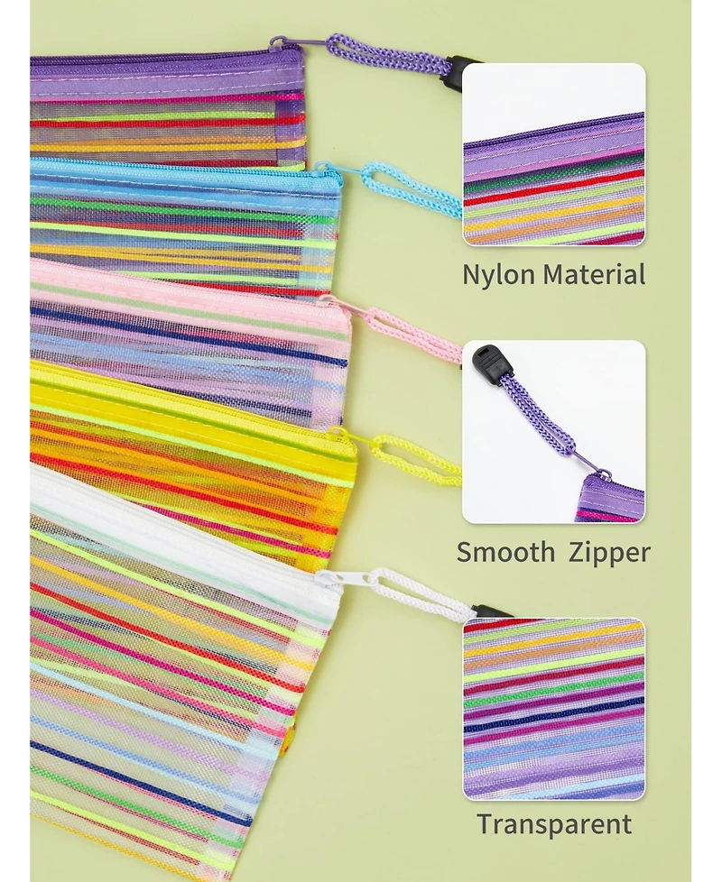 Gnuadz 40pcs Zipper Mesh Pouch Storage Pencil Case Multipurpose School Office Cosmetic Travel Accessory