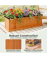 Gymax Wood Raised Garden Bed w/Drainage Holes and Liner for Flowers Vegetables Herbs