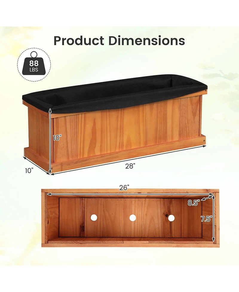 Gymax Wood Raised Garden Bed with Drainage Holes and Liner for Growing Flowers Herbs