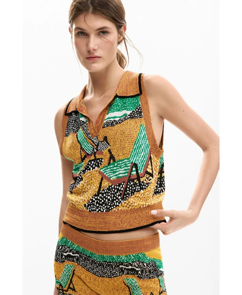 Desigual Women's Sleeveless jacquard T-shirt