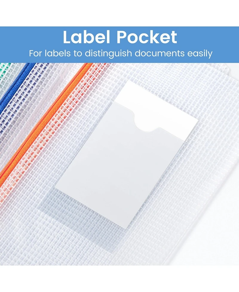 Gnuadz 24pcs Mesh Zipper Pouch Bags Label Pocket Small Pencil Case Clear Plastic School Supplies Storage Money Envelopes