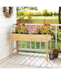 Gymax 2PCS Wooden Raised Garden Bed w/Legs Liner Drainage Holes Large Planter Box