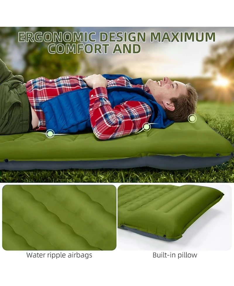 Gnuadz Camping Sleeping Pad Thick Mat Pillow Foot Pump Inflatable Outdoor Recreation Gear