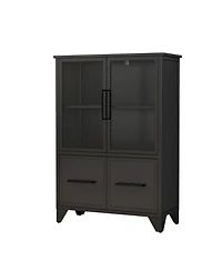 Rainsken Metal Storage Cabinet, Modern Sideboard Buffet Cabinet with 4 Iron Doors and Adjustable Shelf for Living Room and Kitchen