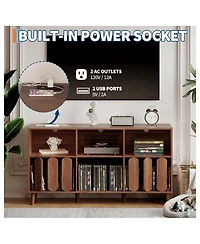 Gaomon Record Player Stand with Charging Station and Vinyl Storage