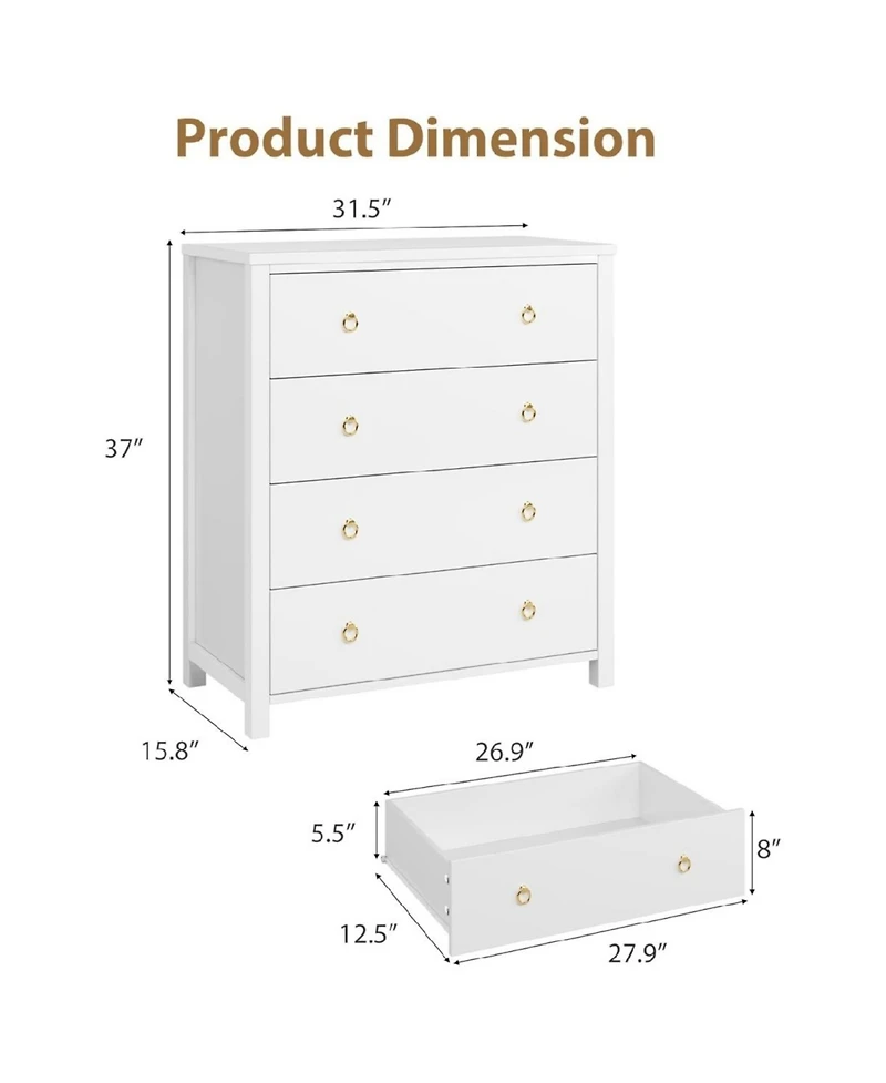Gaomon Bedroom Dresser with 4 Drawers Clothes Storage Cabinet