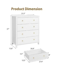 Gaomon Bedroom Dresser with 4 Drawers Clothes Storage Cabinet