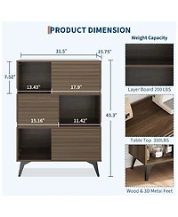 Gaomon Render 3 Tier Walnut Display Cabinet Storage Stand