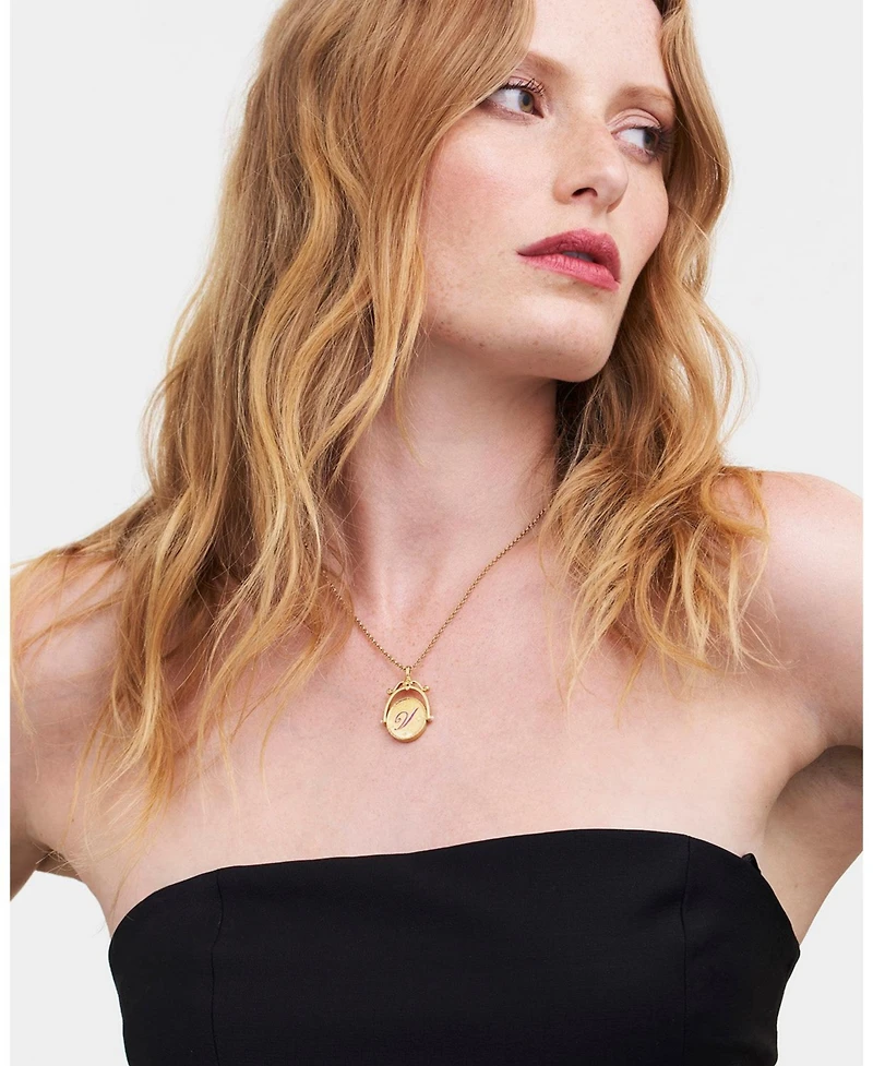 Fable England V Initial Violet Gold Spinner Chain Necklace