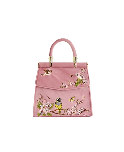 Fable England Song Bird Embroidered Mini Pink Tote
