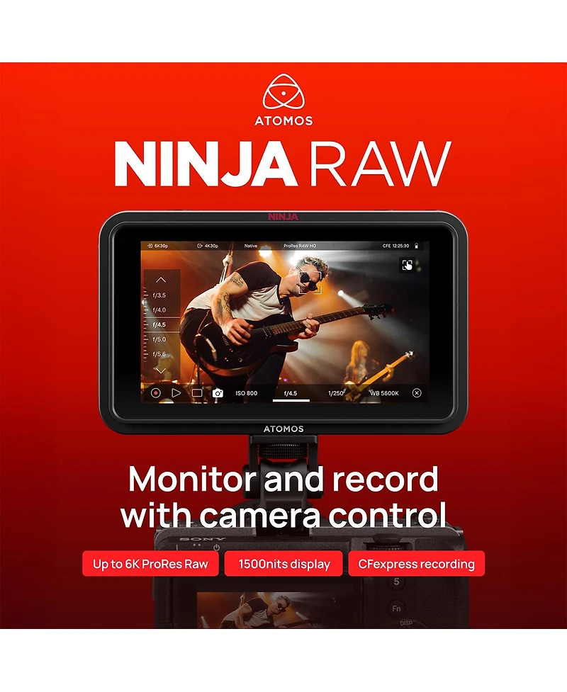 Atomos Ninja Raw 5.2" Full Hd Touchscreen Hdr On-Camera Monitor/Recorder, Supports 6K Hdmi