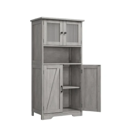 gaomon Tall Bathroom Storage Cabinet with 4 Doors and Adjustable Shelves