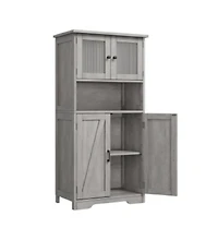 gaomon Tall Bathroom Storage Cabinet with 4 Doors and Adjustable Shelves