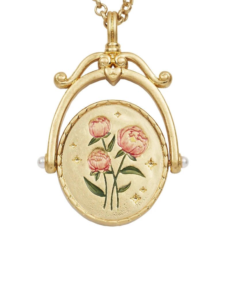 Fable England P Initial Peony Gold Spinner Chain Necklace