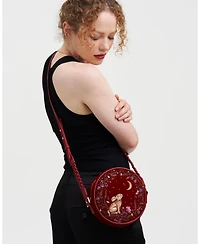Fable England Star Gazing Rabbit Red Embroidered Circle Bag
