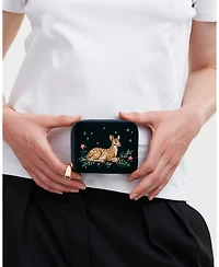 Fable England Fawn Embroidered Green Small Purse