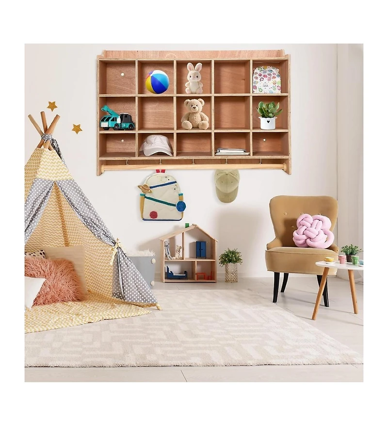 gaomon Wall Mounted Cubby Organizer with 15 Compartments and Hooks