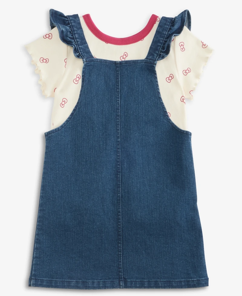Hello Kitty Toddler Girls' 2T-6X T-Shirt & Denim Skirtall, 2-Piece Set