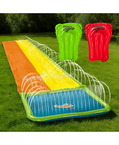 Slip N Slide Water Slide, 18ft Backyard Wave Rider Summer Outdoor Kid Toys, Double Lane, Includes 2 Boogie