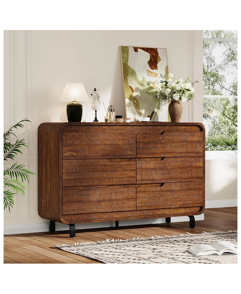 Gaomon Modern Wood Dresser with 6 Storage Drawers