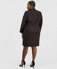 Le Suit Plus One-Button Peplum Jacket & Basic Sheath Dress