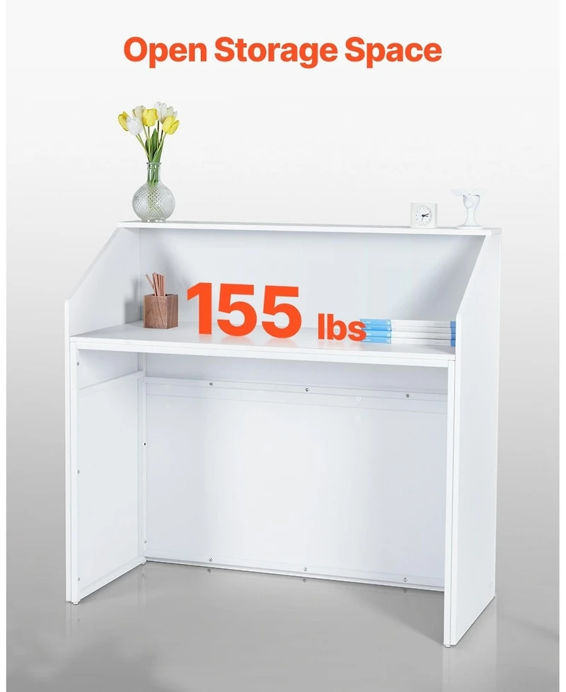 Sugift Reception Desk, 46 Inch Rectangular Front Counter Table for Office and Retail Use