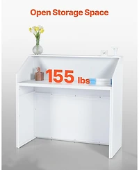 Sugift Reception Desk, 46 Inch Rectangular Front Counter Table for Office and Retail Use