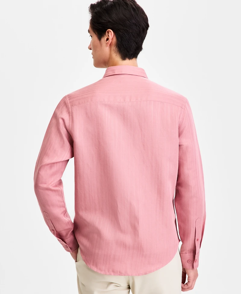 Alfani Men's Long-Sleeve Linen-Blend Stripe Dobby Shirt, Macy's Exclusive