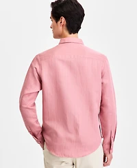 Alfani Men's Long-Sleeve Linen-Blend Stripe Dobby Shirt, Macy's Exclusive