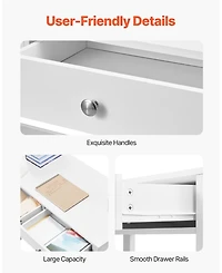Sugift Small Desk with Drawers, Kids Desk for Bedroom, Modern Study Table, White