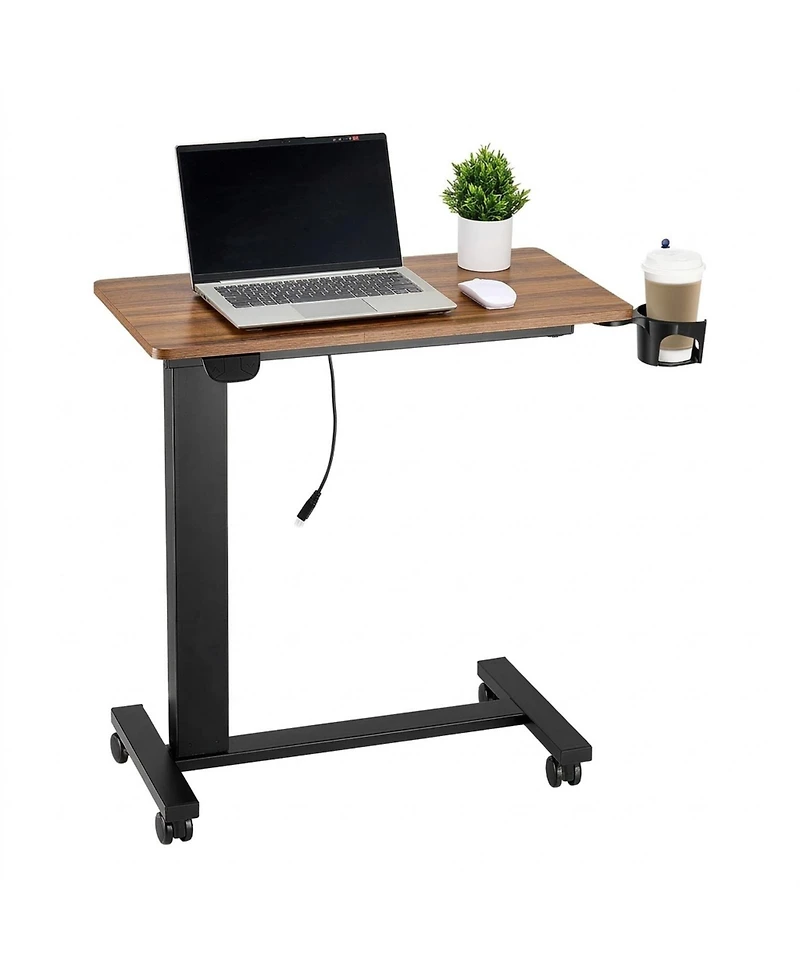 Sugift Overbed Table, Mobile with Electric Lift, Adjustable Height for Home or Office